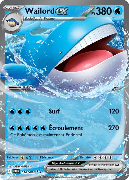 Pokémon - ME05 Nuit Noire - Wailord ex (PBL 016/084)