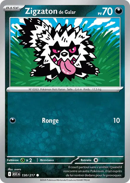 Zigzaton de Galar (ASC 130/217) - ME02.5 Héros Transcendants - Carte Pokémon - DracauGames