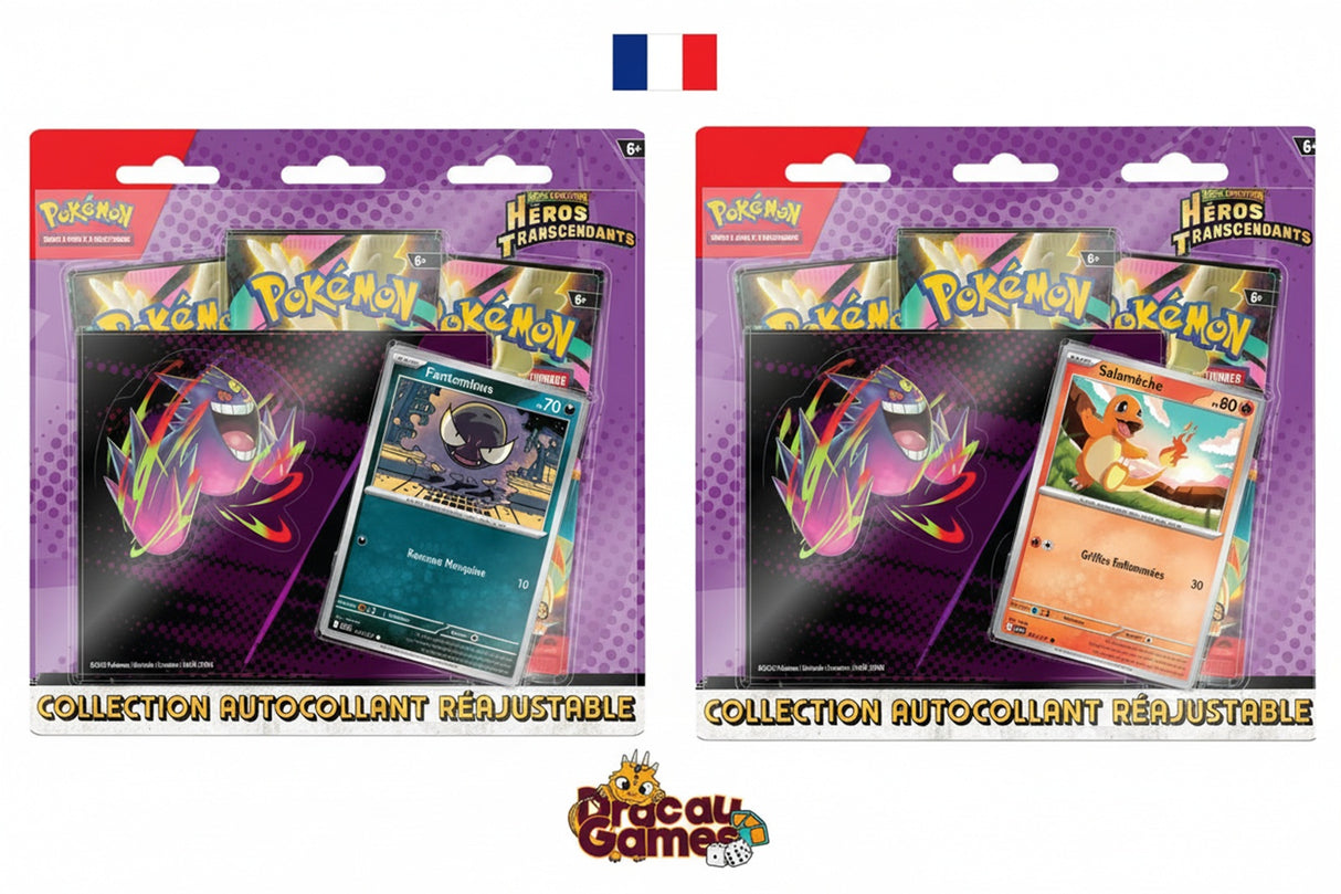 Pokémon - Lot de 2 Coffrets Collection Autocollant Réajustable ME02.5 Héros Transcendants : Salamèche et Fantominus - DracauGames