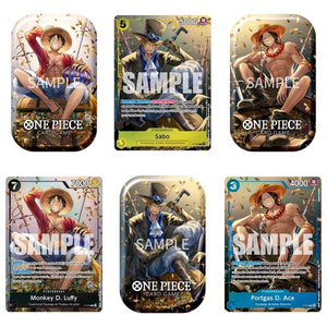 One Piece - Lot de 3 Tin Pack Set Vol.2 TS-02 : Monkey D. Luffy, Portgas D. Ace & Sabo