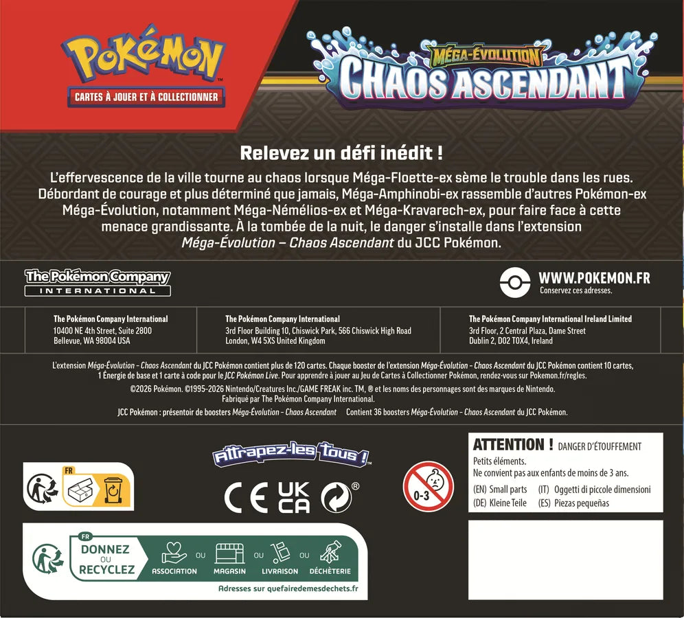 [Précommande 22/05/2026] Pokémon - Display de 36 Boosters ME04 - Méga-Évolution : Chaos Ascendant - DracauGames