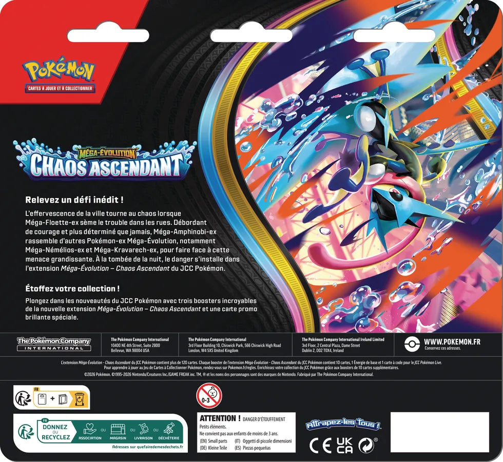 [Précommande 22/05/2026] Pokémon - Tri Pack de 3 Boosters ME04 Chaos Ascendant : Reptincel - DracauGames