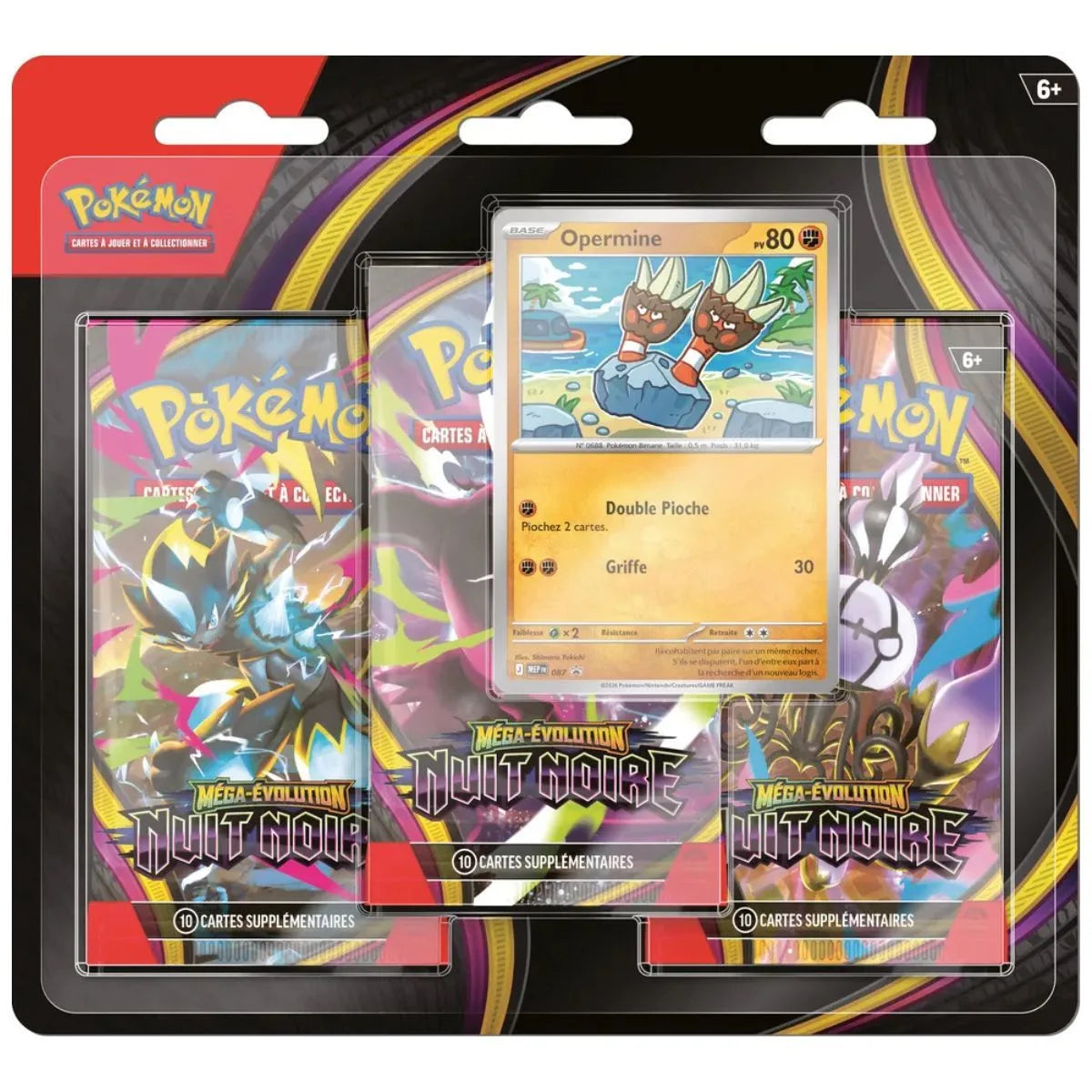 [PRÉCOMMANDE 17/07/2026] Pokémon - TriPack de 3 Boosters ME05 Nuit Noire : Opermine